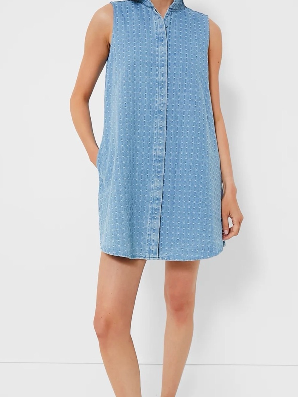 NWT- Tuckernuck Light Wash Denim Dot Sleeveless Charlie Dress